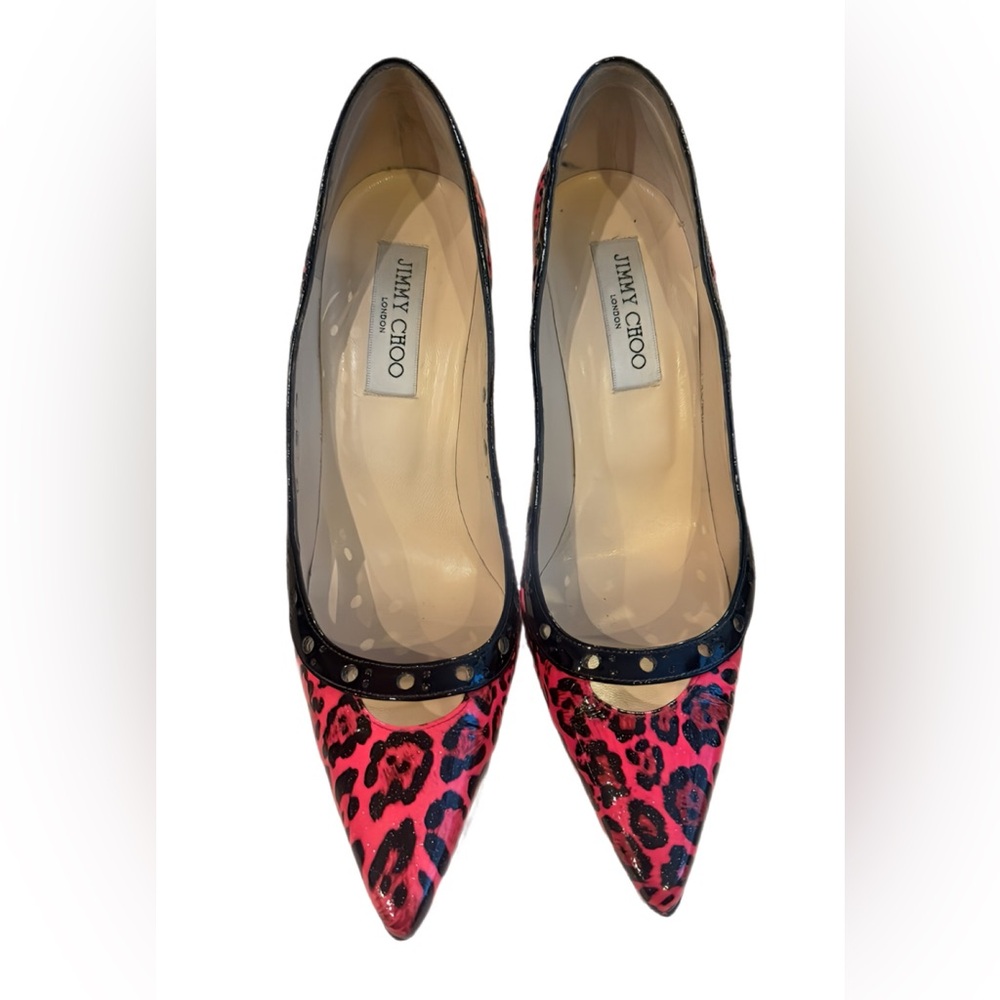 Jimmy Choo Pink and Black Leopard Heels